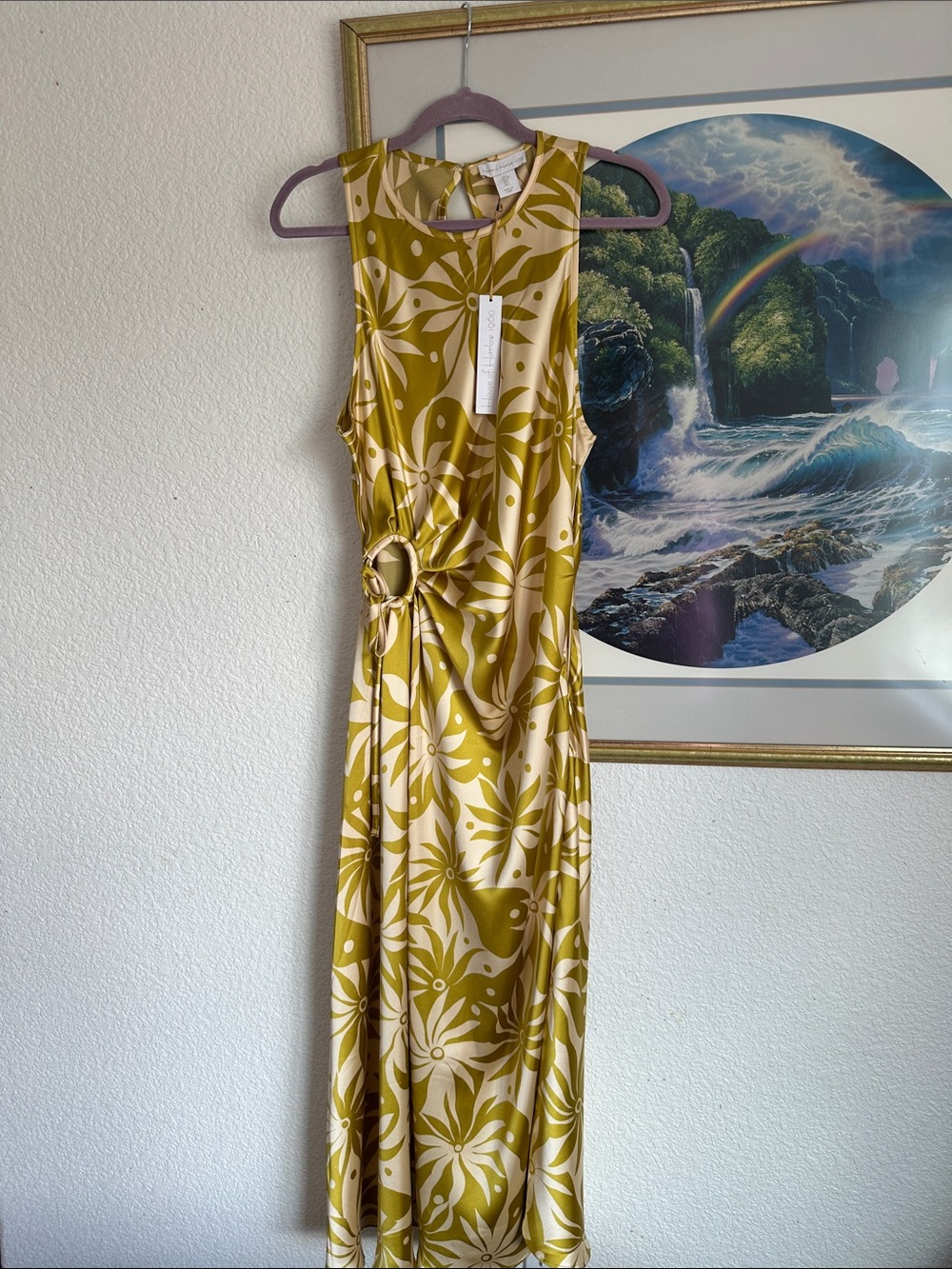 House of Harlow 1960 Olive & Cream Floral Maxi Dress